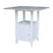International Concepts Rectangle Dual Drop Leaf Bistro Table, Counter Height with Storage, Chalk/Antiqued, 20 in W, Wood T128-3638DPG - alternate 1
